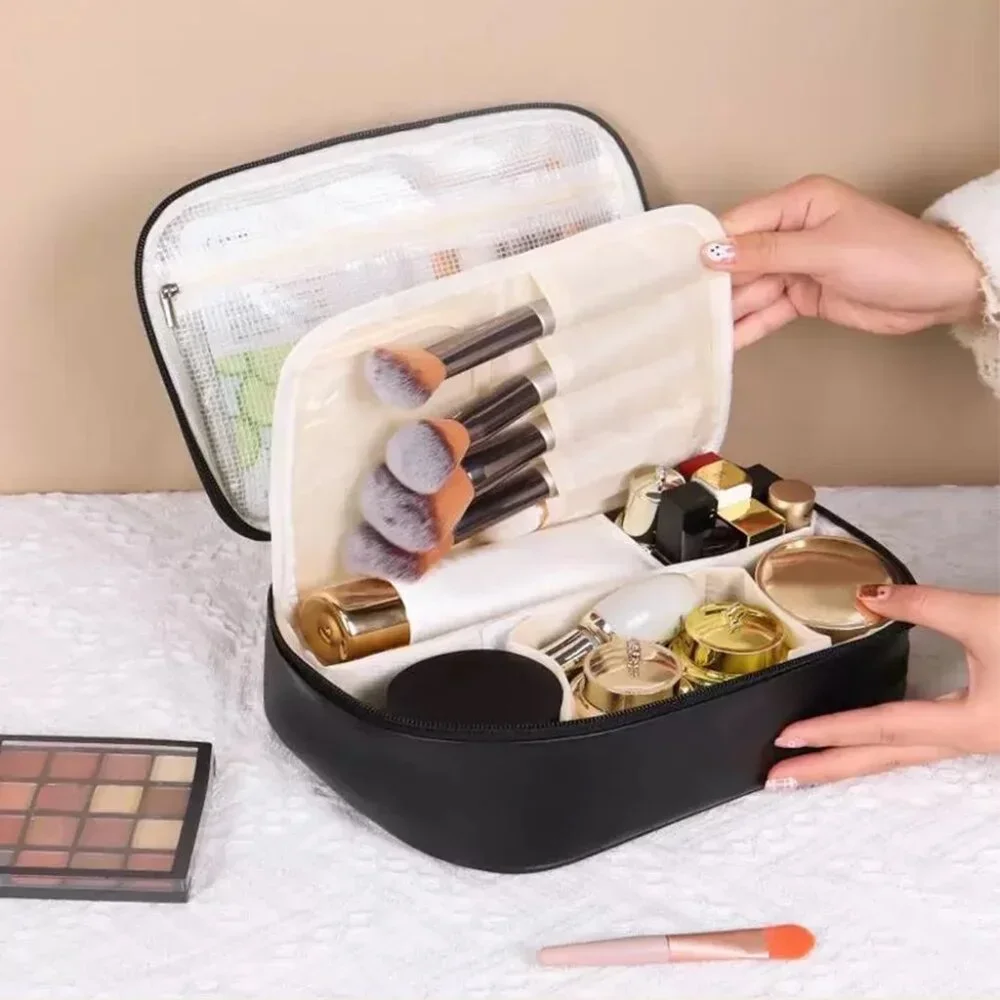 Black Large Capacity Multi-Compartment Travel Toiletry‎ Cosmetic Bag BRAND-NEW - Picture 6 of 8